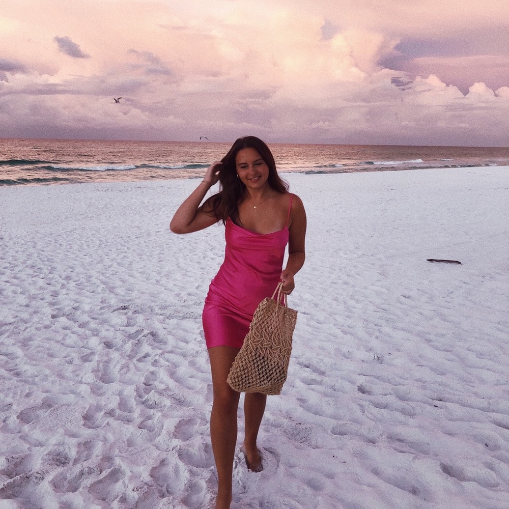 Mini Hot pink Slip Dress - Picture 6 of 7